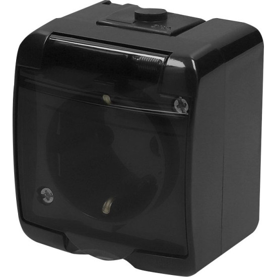 Розетка одномісна Eti Hermetics RHE-1sd-BL із з/к IP54 чорна/прозора кришка (4668090)