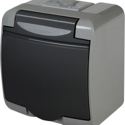 Розетка одномісна Eti Hermetics RHE-1s-SRG із з/к IP54 сіра/графітова кришка (4668106)