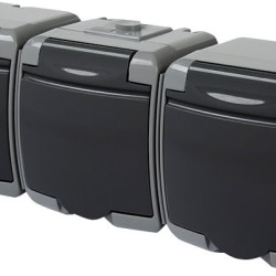 Розетка тримісна Eti Hermetics RHE-3s-SRG із з/к IP54 сіра/графітова кришка (4668108)