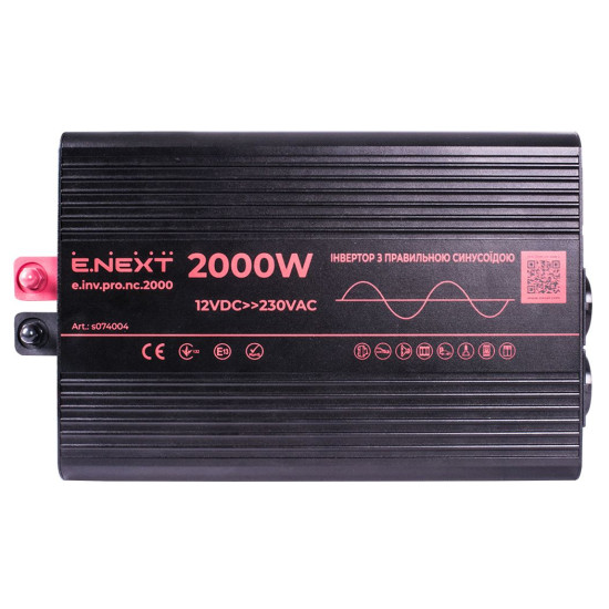 Інвертор E.Next e.inv.pro.nc.2000 12/220В 2000Вт чистий синус (s074004)