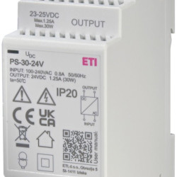 Джерело живлення ETI 002470133 PS-30-24 (Вхід: 100-250V AC; Вихід: 24V DC/30W/1 25A)