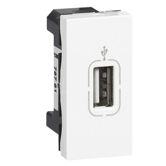 USB розетка Legrand Mosaic 1 модуль біла
