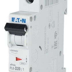 Автоматичний вимикач Eaton PL6-D20/1 6кА 20A