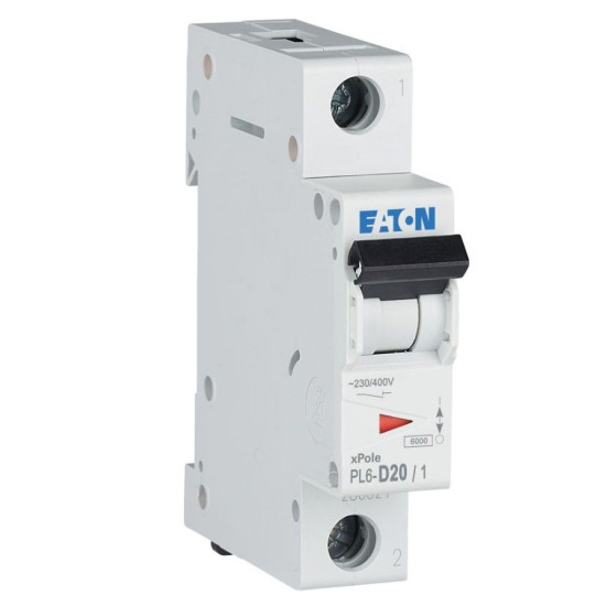 Автоматичний вимикач Eaton PL6-D20/1 6кА 20A
