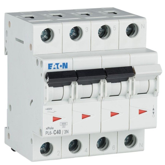 Автоматичний вимикач Eaton PL6-C40/3N 6кА 40A