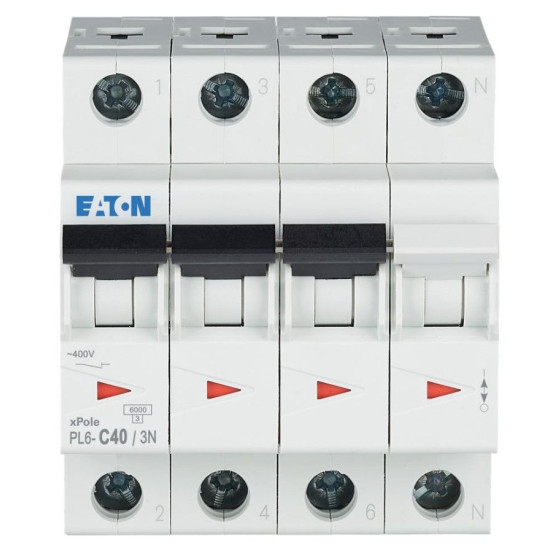 Автоматичний вимикач Eaton PL6-C40/3N 6кА 40A