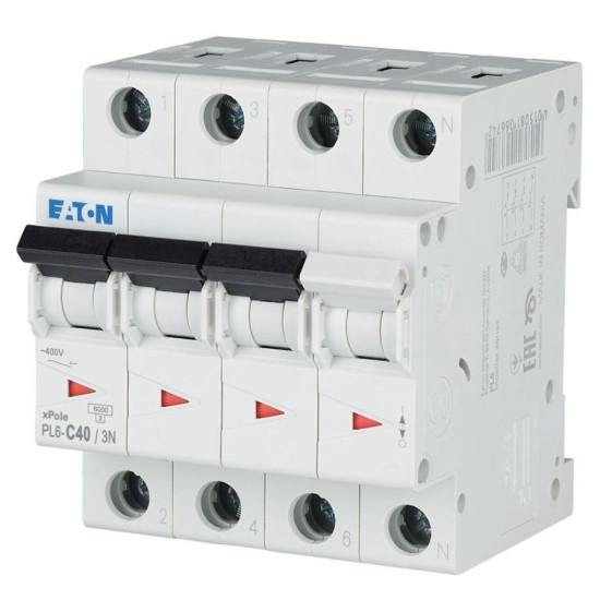 Автоматичний вимикач Eaton PL6-C40/3N 6кА 40A