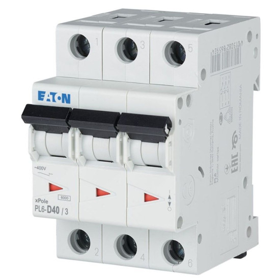 Силовий автомат Eaton PL6-D40/3 6кА 40A