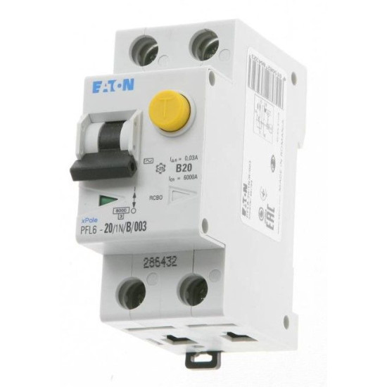 Диф.автомат Eaton (Moeller) PFL6-20/1N/B/003