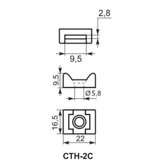Майданчик до хомутів Аско-Укрем CTH-2C Ø5,8 100шт білий (A0150090055)