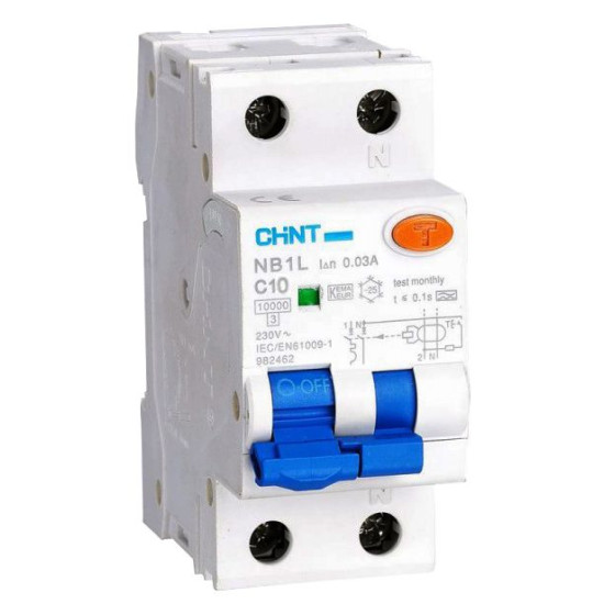 Дифавтомат Chint NB1L-40 1P+N C10 30мА AC 10кА (203105)