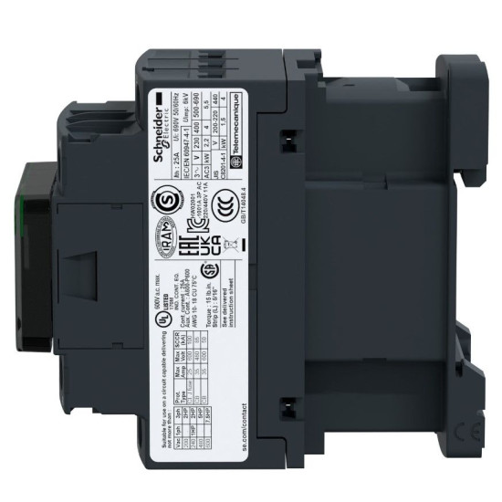 Контактор Schneider Electric LC1D12BD TeSys Deca 3Р, 12A, НВ+НЗ 24В DC