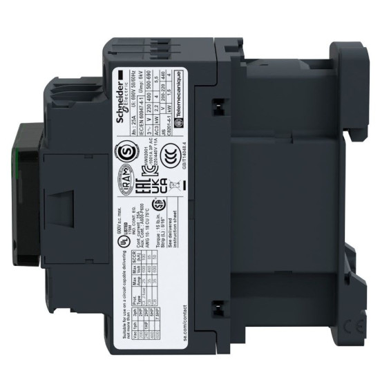 Контактор Schneider Electric LC1D18BD TeSys Deca 3Р, 18A, НВ+НЗ 24B обмежувач