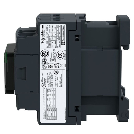 Контактор Schneider Electric LC1D18FD TeSys Deca 3Р, 18A, НВ+НЗ 110B обмежувач