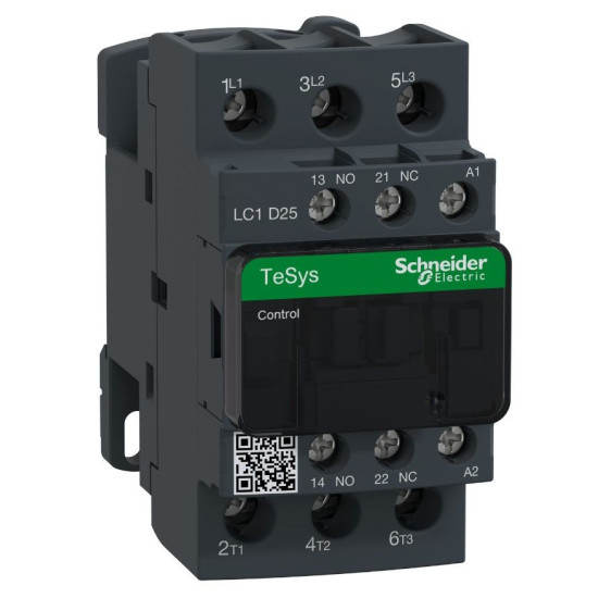 Контактор Schneider Electric LC1D25B7 TeSys Deca 3Р 25A НО+НЗ 24В обмежувач
