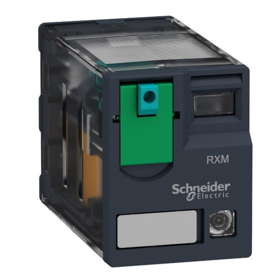 Мініатюрне реле Schneider Electric RXM4AB2BD 4CO 24В з LED та блокованою тестовою кнопкою