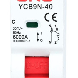 Модульний автоматичний вимикач CNC YCB9N-40 1Р+N 6kA C 40А (Б00044008)