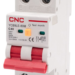Диференційний вимикач CNC YCB9LE-80M C40А 1Р+N 6кА 30мА (Б00044017)