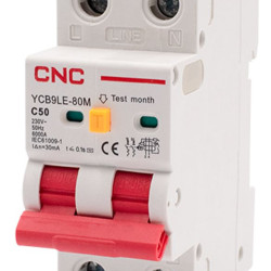Диференційний вимикач CNC YCB9LE-80M C50А 1Р+N 6кА 30мА (Б00044018)