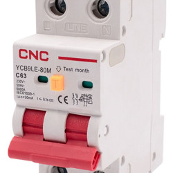 Диференційний вимикач CNC YCB9LE-80M C63А 1Р+N 6кА 30мА (Б00044019)