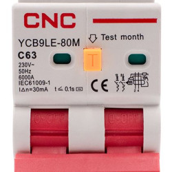 Диференційний вимикач CNC YCB9LE-80M C63А 1Р+N 6кА 30мА (Б00044019)