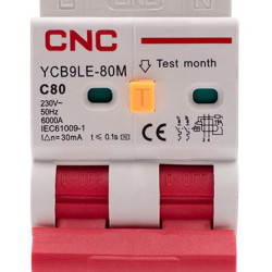 Диференційний вимикач CNC YCB9LE-80M C80А 1Р+N 6кА 30мА (Б00044020)