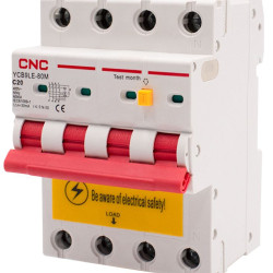 Диференційний вимикач CNC YCB9LE-80M C20А 3Р+N 6кА 30мА (Б00044022)