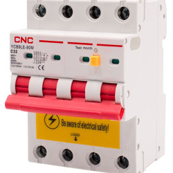 Диференційний вимикач CNC YCB9LE-80M C32А 3Р+N 6кА 30мА (Б00044024)