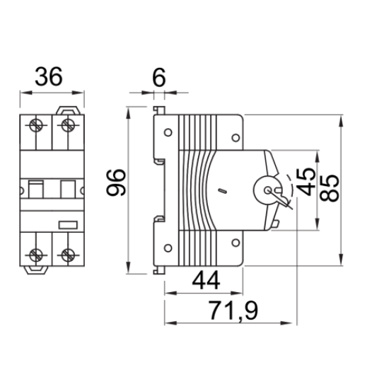 Диференціальний автомат GEWISS COMPACT RCBO 1P+N C10 6kA AC/0.03 2M (GW94106)