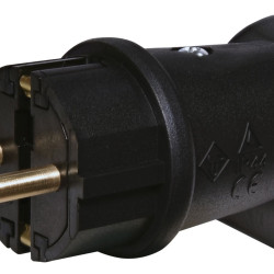 Вилка пряма ETI PKB-AN 2Р+РЕ каучук IP44 чорна (4481001)