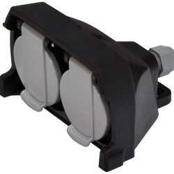 Розетка кабельна 2-місна ETI ERS-2CM 2Р+РЕ Schuko каучук IP44 чорна