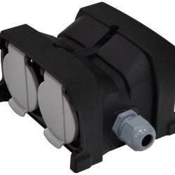Розетка кабельна 4-місна ETI ERS-4CM 2Р+РЕ Schuko каучук IP44 чорна