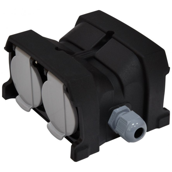 Розетка кабельна 4-місна ETI ERS-4CM 2Р+РЕ Schuko каучук IP44 чорна