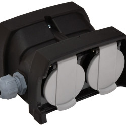 Розетка кабельна 4-місна ETI ERS-4CM 2Р+РЕ Schuko каучук IP44 чорна