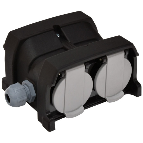 Розетка кабельна 4-місна ETI ERS-4CM 2Р+РЕ Schuko каучук IP44 чорна