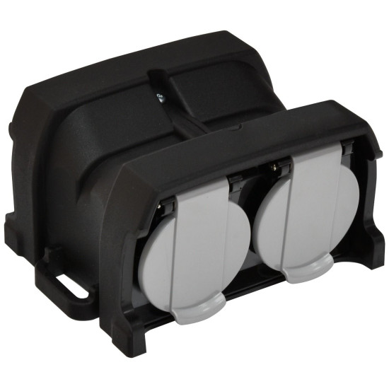 Розетка кабельна 4-місна ETI ERS-4CM 2Р+РЕ Schuko каучук IP44 чорна