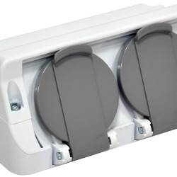 Накладна розетка двомісна з кришкою ETI PRE-2 IP44 (4481020)