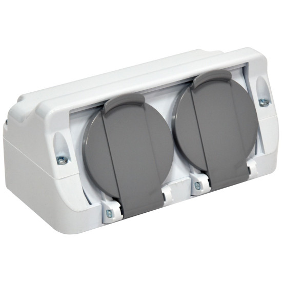 Накладна розетка двомісна з кришкою ETI PRE-2 IP44 (4481020)