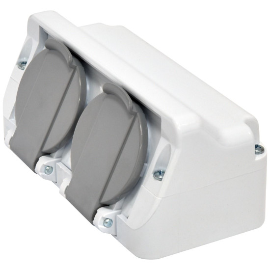 Накладна розетка двомісна з кришкою ETI PRE-2 IP44 (4481020)