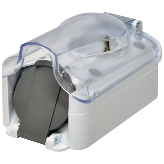 Накладна розетка двомісна з кришкою ETI PRE-2PC IP44 (4481021)