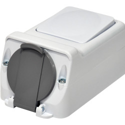 Розетка із вимикачем ETI PRV-1 2Р+РЕ IP 44 10/16A 250В
