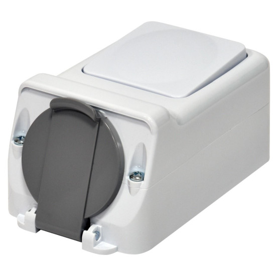 Розетка із вимикачем ETI PRV-1 2Р+РЕ IP 44 10/16A 250В