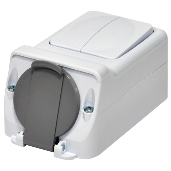 Розетка із вимикачем ETI PRV-2 2Р+РЕ IP 44 10/16A 250В