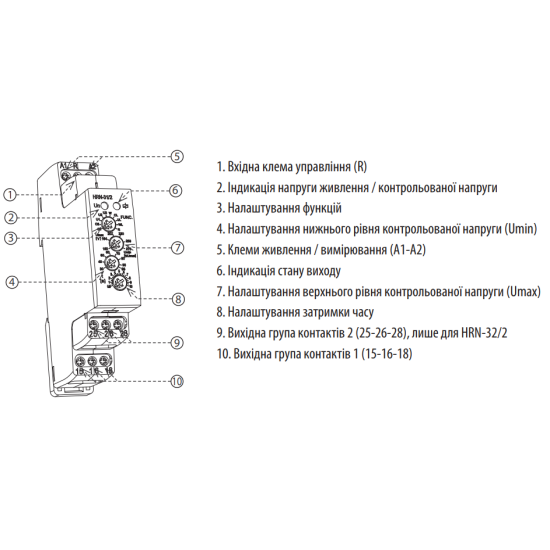 Реле контролю напруги ETI 2471450 HRN-31 (48-276В AC/DC, 1x16A AC1)
