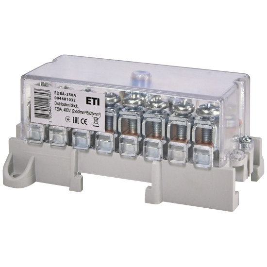 Розподільний клемний блок ETI EDBA-250A (400В 1х120мм²/1х50мм²+8х25мм²)