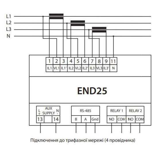 Аналізатор параметрів мережі ETI END25-ETHA Ethernet RTC 8 Mб вбудованої пам'яті (4656955)