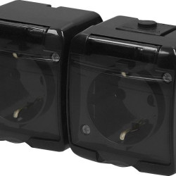 Розетка двухмісна Eti Hermetics RHE-2sd-BL із з/к IP54 чорна/прозора кришка (4668091)