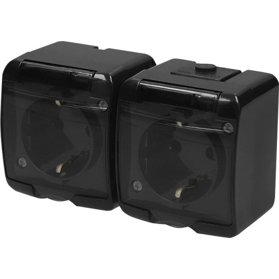 Розетка двухмісна Eti Hermetics RHE-2sd-BL із з/к IP54 чорна/прозора кришка (4668091)