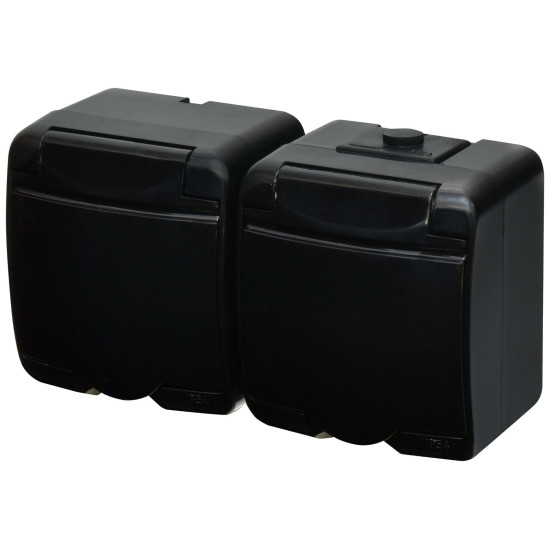 Розетка двухмісна Eti Hermetics RHE-2s-BL із з/к IP54 чорна/чорна кришка (4668094)