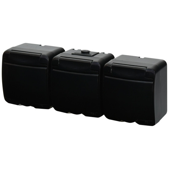 Розетка тримісна Eti Hermetics RHE-3s-BL із з/к IP54 чорна/чорна кришка (4668095)